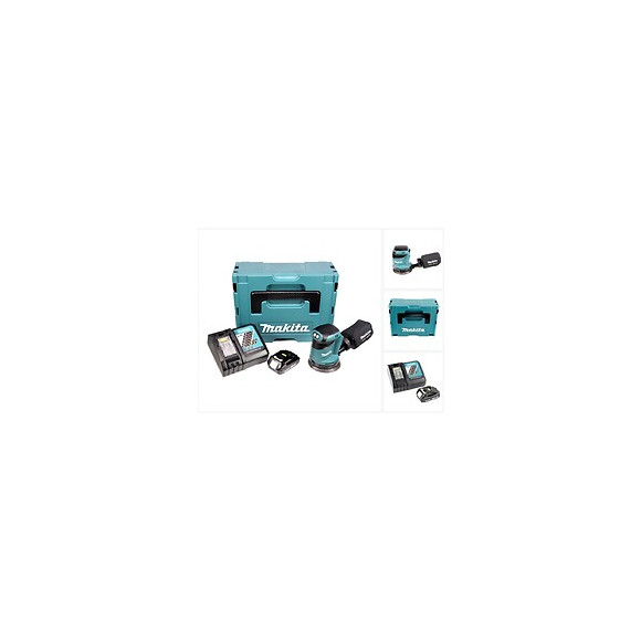 Makita Dbo 180 Y1j-p Ponceuse Excentrique Sans Fil, 18v + 1x Batterie 2,0ah + Chargeur + Makpac