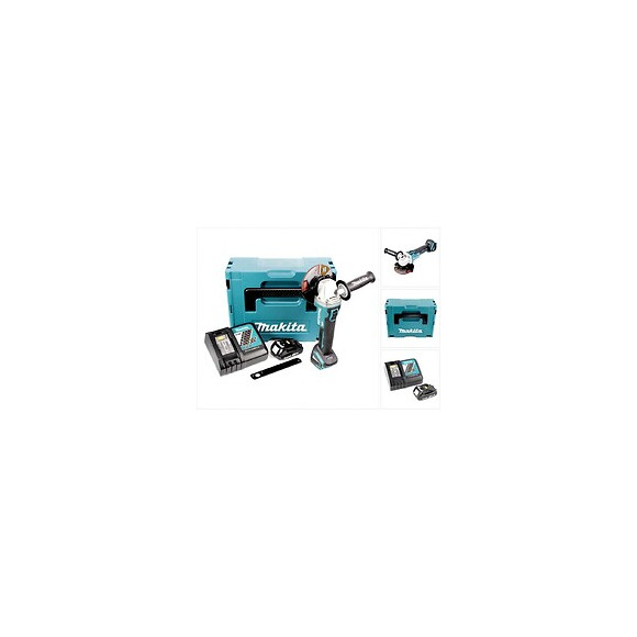 Makita Dga 504 Y1j-p 18 V Meuleuse Sans Fil Ø 125 Mm Avec Boîtier Makpac + 1x Batterie Bl1820 2 Ah + Chargeur Dc18rc