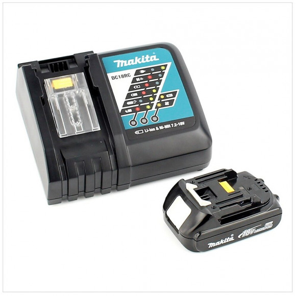 Makita Dga 504 Y1j-p 18 V Meuleuse Sans Fil Ø 125 Mm Avec Boîtier Makpac + 1x Batterie Bl1820 2 Ah + Chargeur Dc18rc