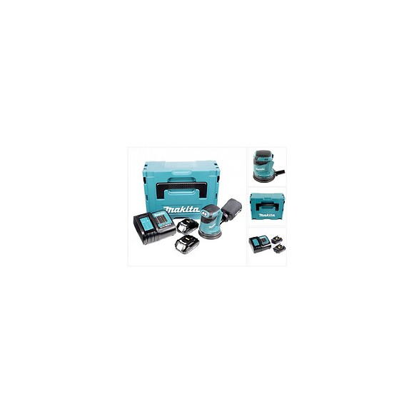 Makita Dbo 180 Ponceuse Excentrique Sans Fil, 18v + 2x Batteries + Chargeur + Makpac