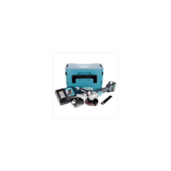 Makita Dga 506 Rfj Meuleuse D'angle Sans Fil 18 V, 125 Mm, Sans Balai + 2x Batteries 3,0 Ah + Chargeur + Makpac