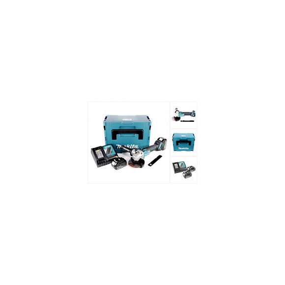 Makita Dga 506 Rfj Meuleuse D'angle Sans Fil 18 V, 125 Mm, Sans Balai + 2x Batteries 3,0 Ah + Chargeur + Makpac