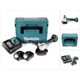 Makita Dga 504 Rfj 18 V Meuleuse Sans Fil Ø 125 Mm Avec Boîtier Makpac + 2x Batteries Bl 1830 3,0 Ah + Chargeur Dc18rc