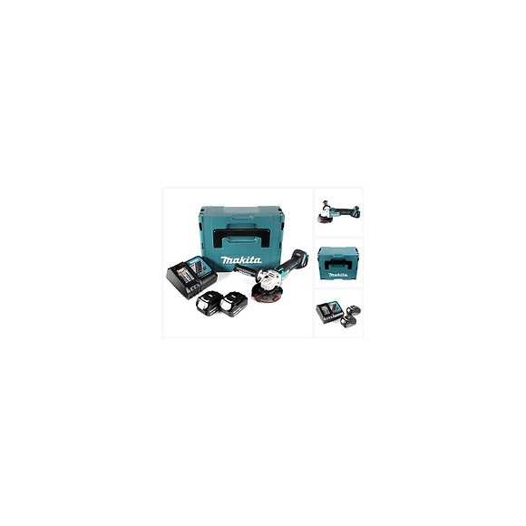 Makita Dga 504 Rfj 18 V Meuleuse Sans Fil Ø 125 Mm Avec Boîtier Makpac + 2x Batteries Bl 1830 3,0 Ah + Chargeur Dc18rc
