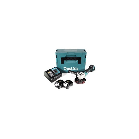 Makita Dga 504 Rfj 18 V Meuleuse Sans Fil Ø 125 Mm Avec Boîtier Makpac + 2x Batteries Bl 1830 3,0 Ah + Chargeur Dc18rc