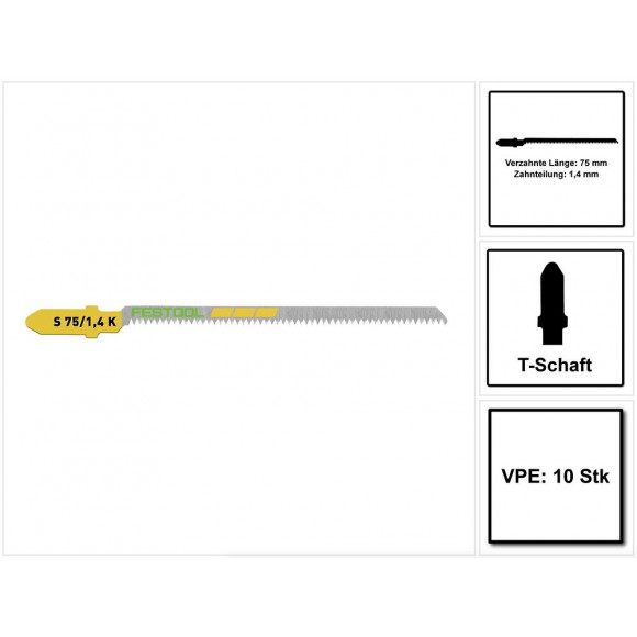 Festool  S 75/1,4 K/10 Wood Curves Lame De Scie Sauteuse - 10 Pièces. ( 204267 ) Lame De Scie Incurvée, Même Pour Rayons Ét