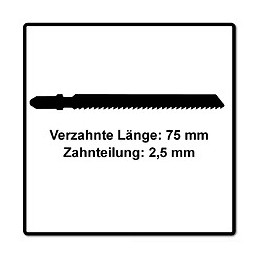 Festool S 75/2,5/25 Wood Fine Cut Lame De Scie Sauteuse 25 Pièces. ( 204257 ) , Acier Hcs Stahl