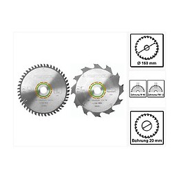 Festool Hw Lames De Scie Denture Fine 160 X 20 X 2,2 Mm W48 160 Mm - 48 Dents ( 491952 ) + Lame De Scie Festool Panther Hw 160 