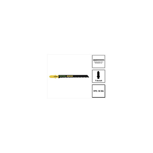 Festool S 75/4/50 Wood Basic Lame De Scie Sauteuse, 50 Pièces. ( 2x 204306 ) Denture Fixe Pour Coupes Rapides, Acier Hcs