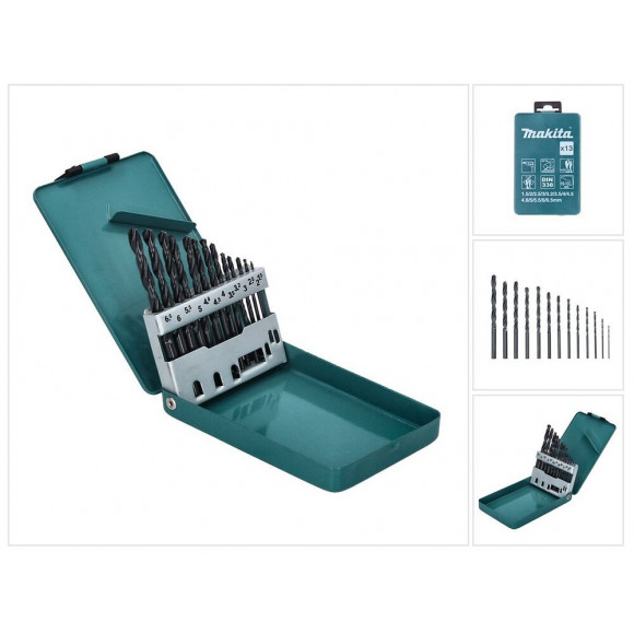 Makita D-54075 Hss-r Mèches Perceuse Métal Set - 13 Pièces. Din 338 118°