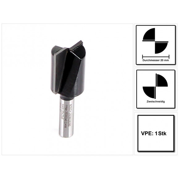 Bosch Fraise À Rainurer Droit Standard For Wood 8 X 20 X 56 Mm ( 2608628390 ) Double Tranchant