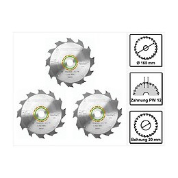 Festool 3x Panther Lames De Scie Circulaire Hw 160x2,2x20 Pw12 160 Mm 12 Dents ( 3x 496301 )