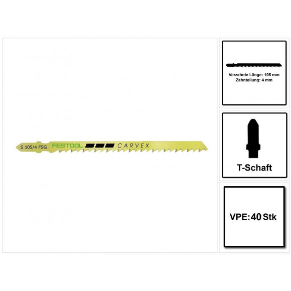 Festool S 105/4 Fsg/40 Wood Universal Lames De Scie - 40 Pièces. ( 204332 ) Dents De Sertissage Rectifiées, Acier Hcs