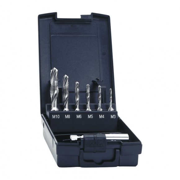 Exact Sge Hssg Set De Tarauds Combinés M3 - M10, 7 Pcs + 1x Adaptateur 1/4" Hss Métrique Rotaplus+ ( 05910 )