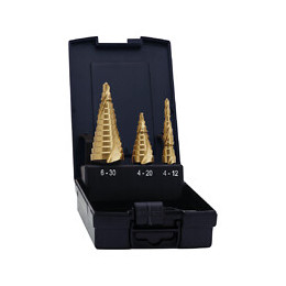 Exact Set De Forets Étagés, 4 - 30 Mm 1/4" Hss Tin, Goujures Hélicoïdales - 3pcs. (08014)