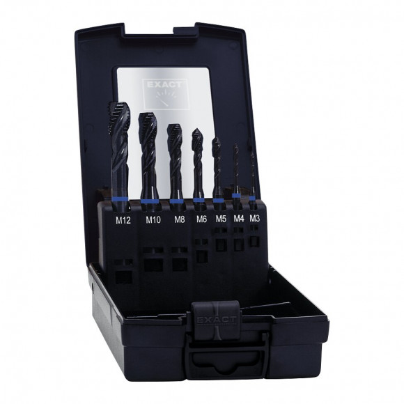 Exact Hm7 Set De Tarauds Mécaniques : M3 - M12, Hss-e Vap 35° Rsp Métriques Pour Acier Inoxydable, 7 Pcs. ( 43654 )