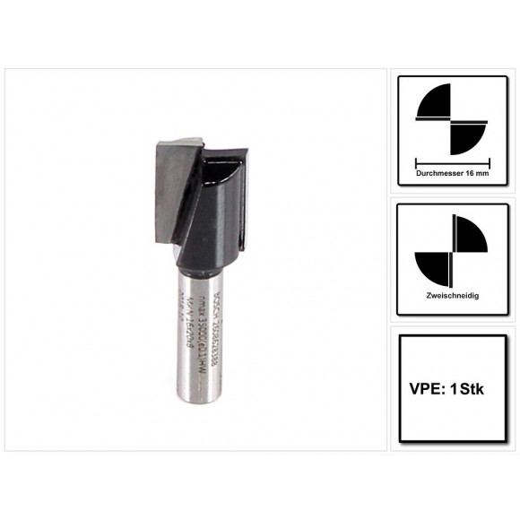 Bosch Fraise À Rainurer Droit Standard For Wood 8 X 16 X 51 Mm ( 2608628388 ) Double Tranchant