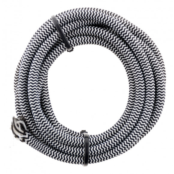 Câble Textile 3g1 Noir Et Blanc 3m