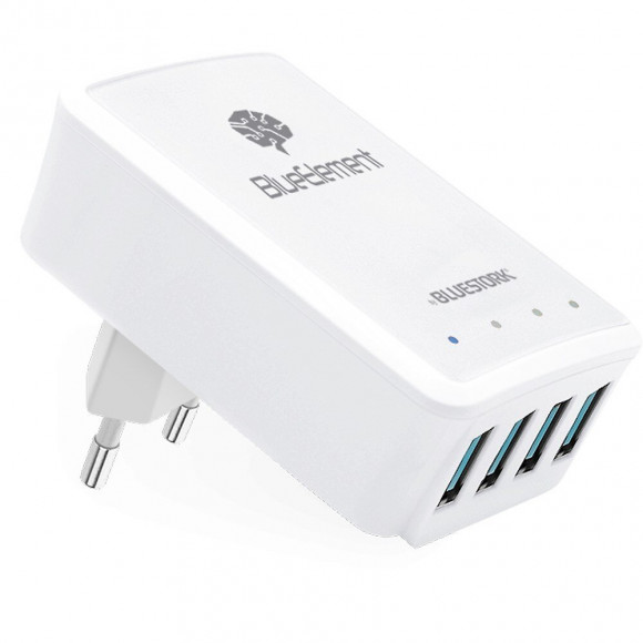 Chargeur Secteur Universel Bluestork 4 Ports Avec Led Blanc
