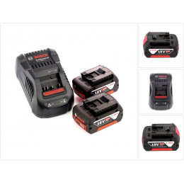 Bosch Basis Set 18 V Avec - 2x Batteries Gba 18 V 5,0 Ah Li-ion + Chargeur Gal 1880 Schnell