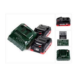 Metabo Basis Set 18v - 2x Batteries Lihd 4,0ah ( 625367000 ) + Chargeur Asc 55 ( 627044000 )