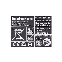 Fischer Fss-b Batterie Li-ion 18v 4.0 Ah - Cas Partner  ( 552930 )