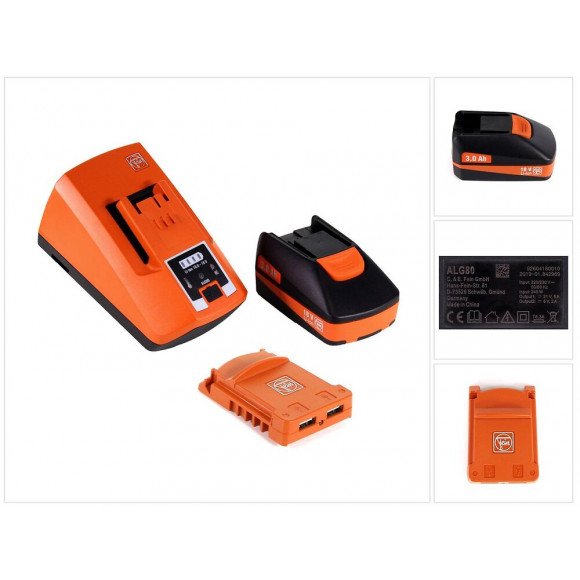 Fein Starter Set Usb Edition 18v - 1x Batterie 3,0ah + Chargeur + Usb Adaptateur Batterie