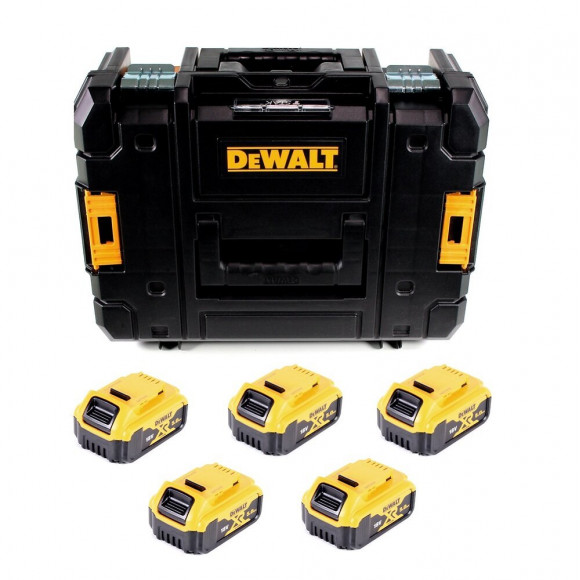 Dewalt Dcb 184 P5 Batterie Profi-set - 5x Batteries 18 V 5,0 Ah + Coffret De Transport Tstak Ii Dwst1-70703 - Sans Chargeur
