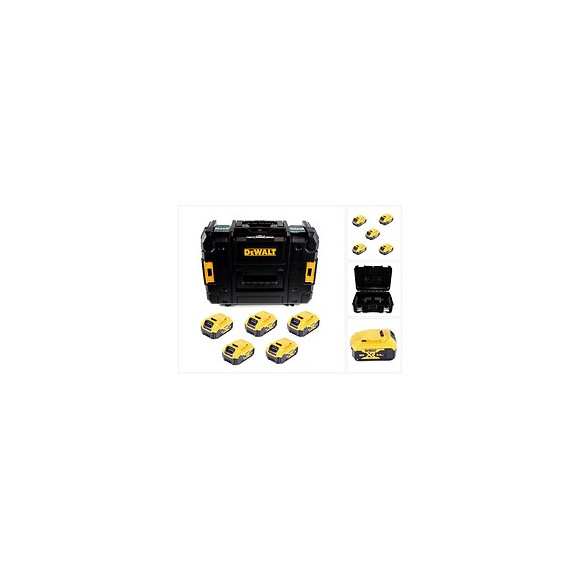 Dewalt Dcb 184 P5 Batterie Profi-set - 5x Batteries 18 V 5,0 Ah + Coffret De Transport Tstak Ii Dwst1-70703 - Sans Chargeur