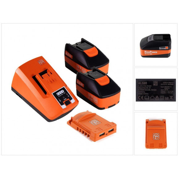 Fein Starter Set Usb Edition 18v - 2x Batteries 6,0ah + Chargeur + Usb Adaptateur Batterie ( 92604314020 )