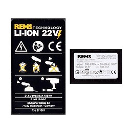 Rems Power Pack 21,6v (22v Max) Set De Batteries: 1x Batterie 5,0 Ah (571581 R22) + Chargeur 90w (571585 R220)