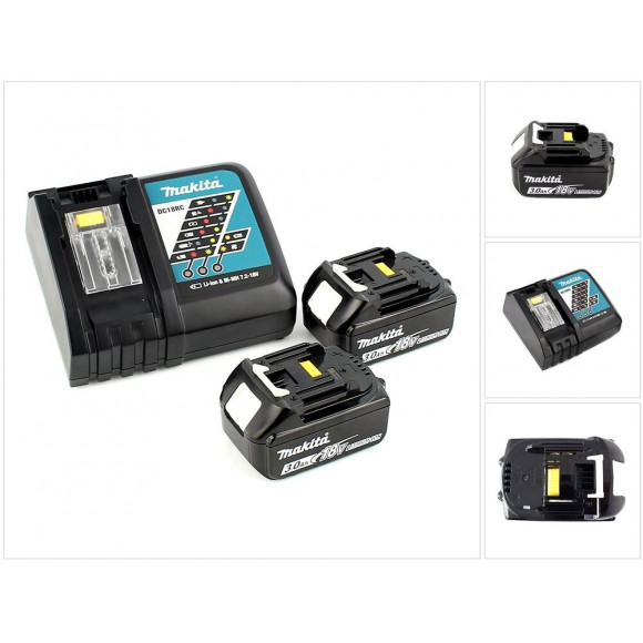 Makita Power Set Chargeur Rapide Dc 18 Rc + 2x Batteries Bl 1830 3 Ah 18 V
