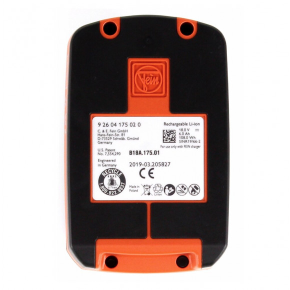 Fein Batterie Li-ion 18 V 6,0 Ah ( 92604175020 ) Avec Affichage Led