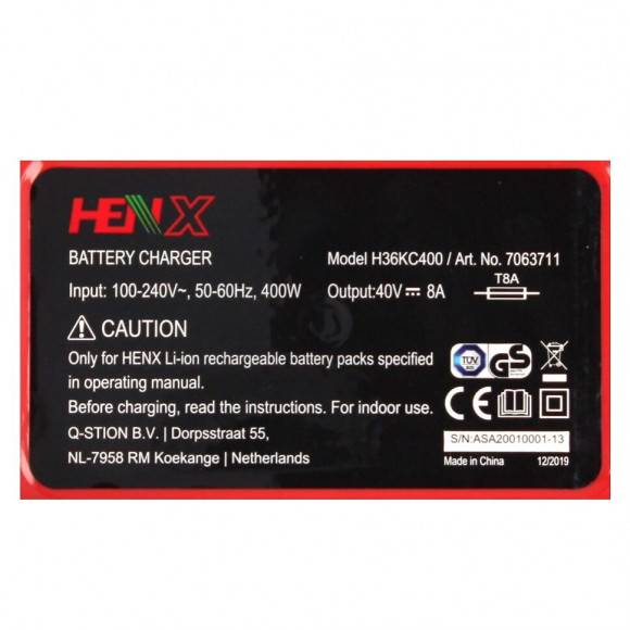 Henx H36kc400 Chargeur 40 V 100 - 240 V / 50 - 60 Hz / 400 Watt ( 7063711 )