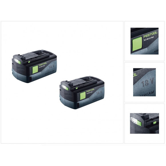 Festool Power Set 5,2 As Ensemble De - 2x Batteries Bp 18 Li 5,2 18v 5,2 Ah Li-ion + Technologie Airstream ( 200181 )