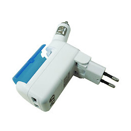 Kit De Charge All-in-1 Avec 2x Usb + 1 Chargeur Allume Cigare Rotatif 180° + 1 Chargeur Secteur Avec Réserve Énergie