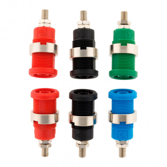 Lot De 6 Douilles De Sécurité Ø4mm Fixation Par Écrou: 2 Rouges + 2 Noires + 1 Bleue + 1 Verte - Zenitech