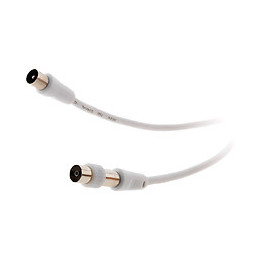 Prolongateur Tv 5m Mâle/mâle Ø9.5mm + 1 Adaptateur F/f Blanc