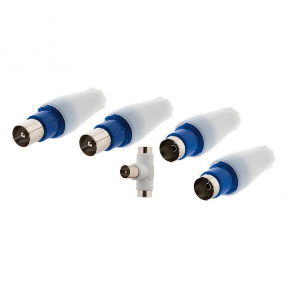 Lot 5 Fiches Tv: 2 Mâles, 2 Femelles, 1 Té De Dérivation Ø9.5mm