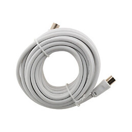 Prolongateur Tv 5m Mâle/mâle Ø9.5mm + 1 Adaptateur F/f Blanc