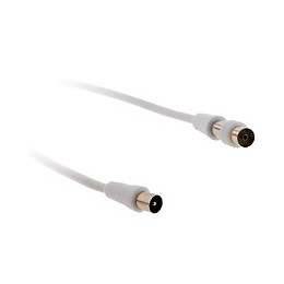 Prolongateur Tv 2m Mâle/mâle Ø9.5mm + 1 Adaptateur F/f - Blanc