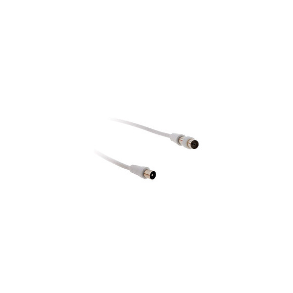 Prolongateur Tv 2m Mâle/mâle Ø9.5mm + 1 Adaptateur F/f - Blanc
