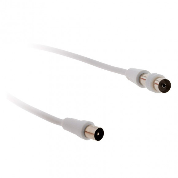 Prolongateur Tv 2m Mâle/mâle Ø9.5mm + 1 Adaptateur F/f - Blanc