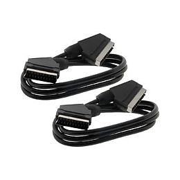 Lot De 2 Peritels M/m 1,2m Universelle 21 Broches Câblées, Noir