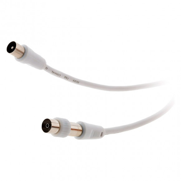 Prolongateur Tv 5m Mâle/mâle Ø9.5mm + 1 Adaptateur F/f Blanc