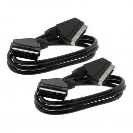 Lot De 2 Peritels M/m 1,2m Universelle 21 Broches Câblées, Noir