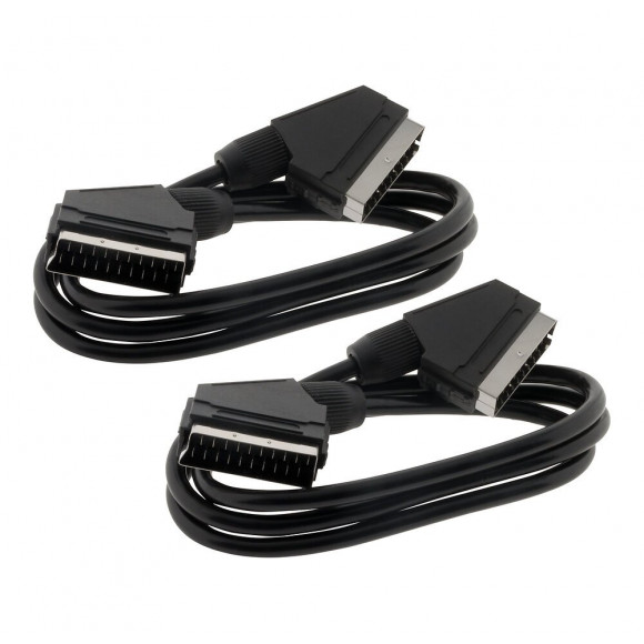 Lot De 2 Peritels M/m 1,2m Universelle 21 Broches Câblées, Noir