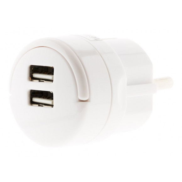 Adaptateur 2x Usb 2,1a Avec Anneau D'extraction Blanc