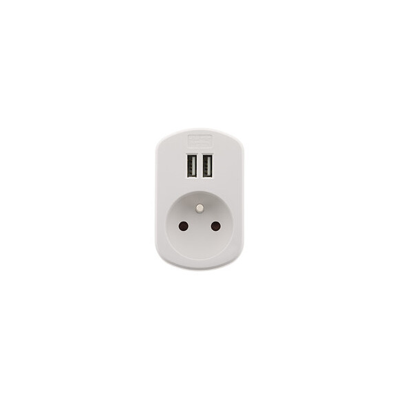 Prise 16a 2p+t + Avec 2x Ports Usb 2,1a - Blanc