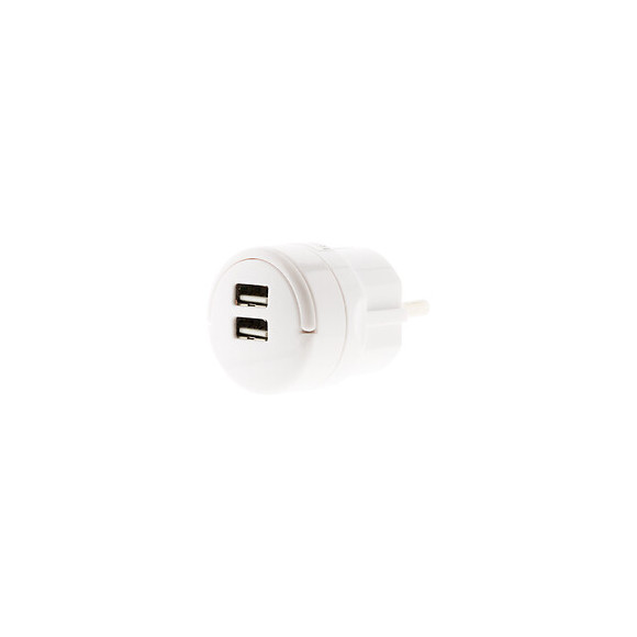 Adaptateur 2x Usb 2,1a Avec Anneau D'extraction Blanc